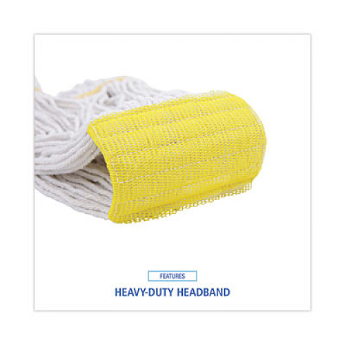 Boardwalk Super Loop Wet Mop Head, Cotton/Synthetic Fiber, 5" Headband, Small Size, White, 12/Carton (501WH)