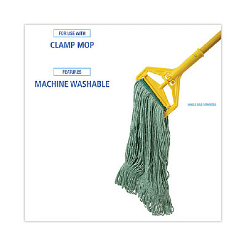 Boardwalk Narrowband Looped-End Mop Head, Premium Standard Head, Cotton/Rayon Fiber, Medium, Green, 12/Carton (502GNNB)