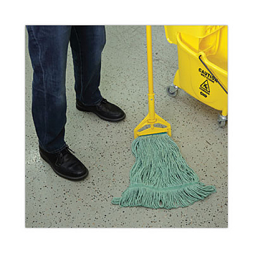 Boardwalk Narrowband Looped-End Mop Head, Premium Standard Head, Cotton/Rayon Fiber, Medium, Green, 12/Carton (502GNNB)