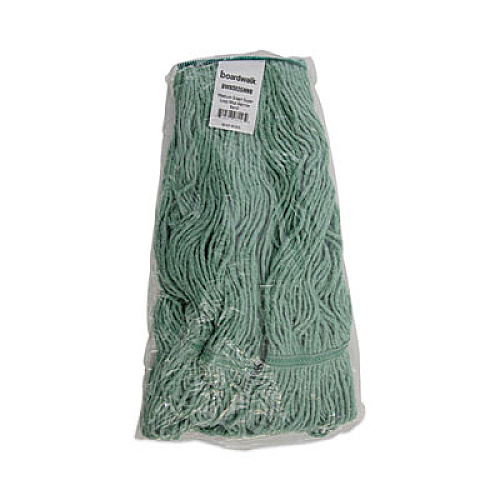 Boardwalk Narrowband Looped-End Mop Head, Premium Standard Head, Cotton/Rayon Fiber, Medium, Green, 12/Carton (502GNNB)