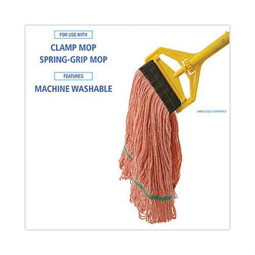 Boardwalk Super Loop Wet Mop Head, Cotton/Synthetic Fiber, 5" Headband, Medium Size, Orange, 12/Carton (502OR)