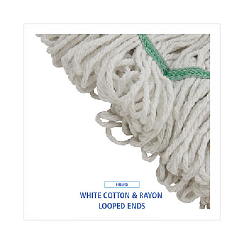 Boardwalk Narrowband Looped-End Mop Head, Premium Standard Head, Cotton/Rayon /Synthetic Fiber, Medium, White (502WHNB)