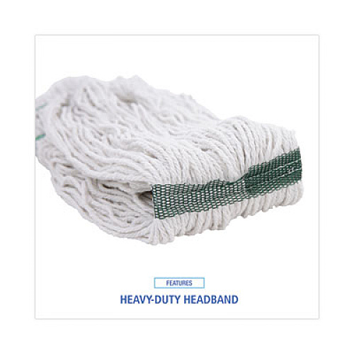 Boardwalk Narrowband Looped-End Mop Head, Premium Standard Head, Cotton/Rayon /Synthetic Fiber, Medium, White (502WHNB)