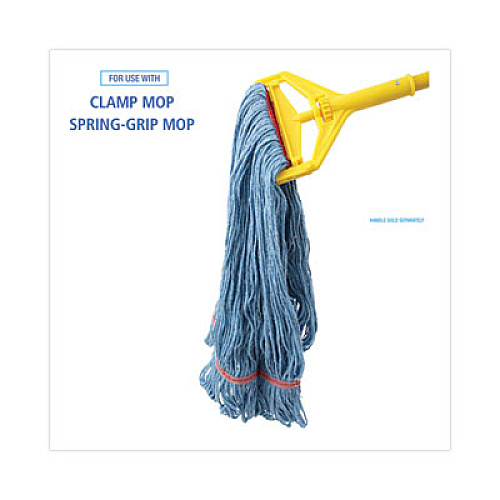 Boardwalk Super Loop Wet Mop Head, Cotton/Synthetic Fiber, 1" Headband, Large Size, Blue, 12/Carton (503BLNB)