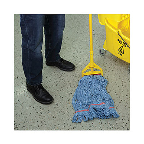 Boardwalk Super Loop Wet Mop Head, Cotton/Synthetic Fiber, 1" Headband, Large Size, Blue, 12/Carton (503BLNB)