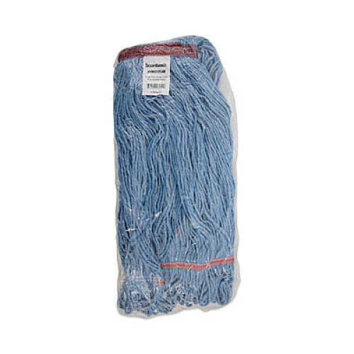 Boardwalk Super Loop Wet Mop Head, Cotton/Synthetic Fiber, 1" Headband, Large Size, Blue, 12/Carton (503BLNB)