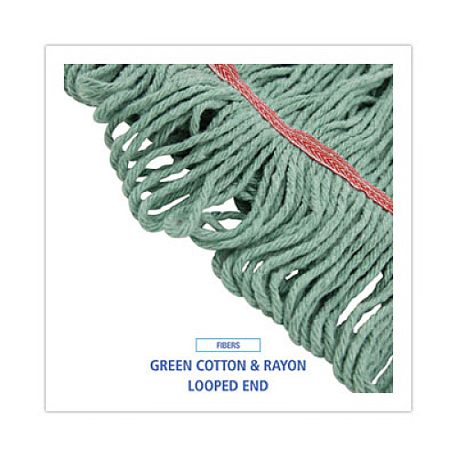 Boardwalk Narrowband Looped-End Mop Head, Premium Standard Head, Cotton/Rayon/Synthetic Fiber, Large, Green (503GNNB)