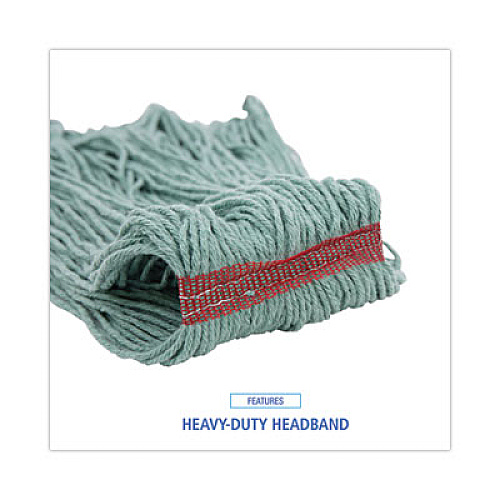 Boardwalk Narrowband Looped-End Mop Head, Premium Standard Head, Cotton/Rayon/Synthetic Fiber, Large, Green (503GNNB)