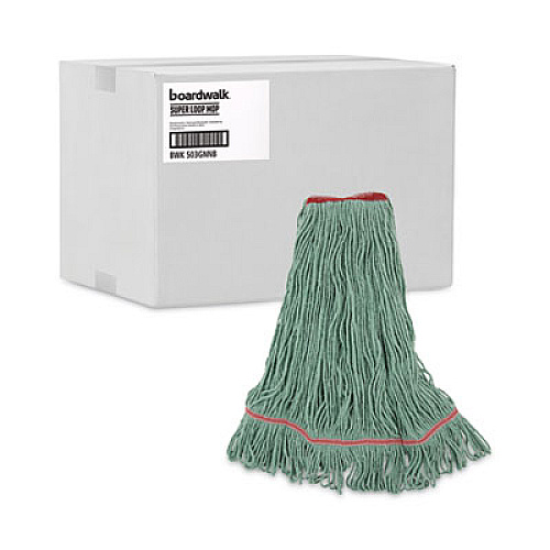 Boardwalk Narrowband Looped-End Mop Head, Premium Standard Head, Cotton/Rayon/Synthetic Fiber, Large, Green (503GNNB)