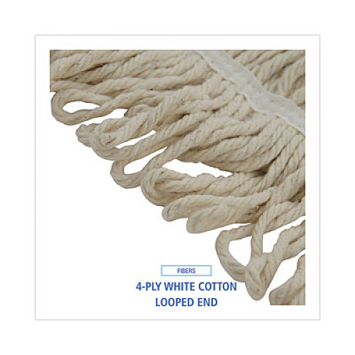 Boardwalk Mop Head, Pro Loop Web/Tailband, Premium Saddleback Head, Cotton, 24 oz, White, 12/Carton (524C)