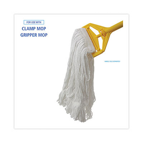 Boardwalk Mop Head, Pro Loop Web/Tailband, Premium Saddleback Head, Rayon, 24 oz., White, 12/Carton (524R)