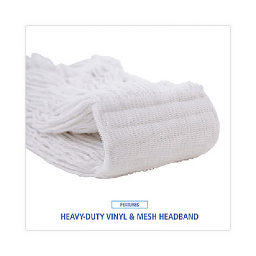 Boardwalk Mop Head, Pro Loop Web/Tailband, Premium Saddleback Head, Rayon, 24 oz., White, 12/Carton (524R)
