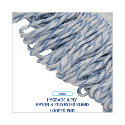 Boardwalk Floor Finish Mop Head, Narrow, Rayon/Polyester, Medium, White/Blue Stripes, 12/Carton (542CT)