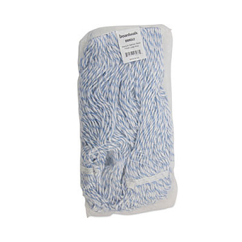 Boardwalk Floor Finish Mop Head, Narrow, Rayon/Polyester, Medium, White/Blue Stripes, 12/Carton (542CT)