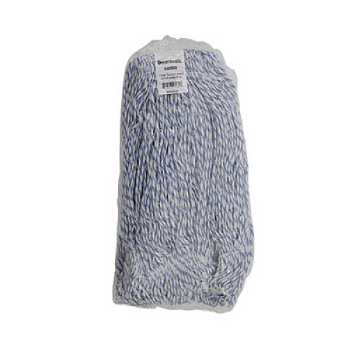 Boardwalk Floor Finish Mop Head, Narrow, Rayon/Polyester, Large, White/Blue Stripes, 12/Carton (543CT)