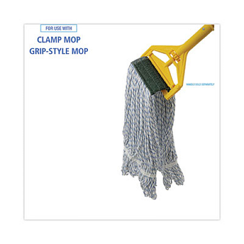 Boardwalk Floor Finish Mop Head, Wide, Rayon/Polyester, Medium, White/Blue Stripes, 12/Carton (552)