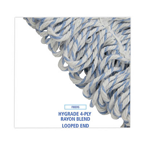 Boardwalk Floor Finish Mop Head, Wide, Rayon/Polyester, Medium, White/Blue Stripes, 12/Carton (552)