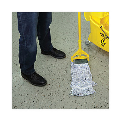 Boardwalk Floor Finish Mop Head, Wide, Rayon/Polyester, Medium, White/Blue Stripes, 12/Carton (552)