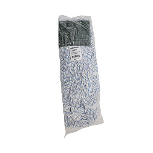 Boardwalk Floor Finish Mop Head, Wide, Rayon/Polyester, Medium, White/Blue Stripes, 12/Carton (552)