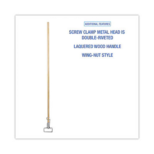 Boardwalk Spring Grip Metal Head Mop Handle for Most Mop Heads, 60", Natural (609)