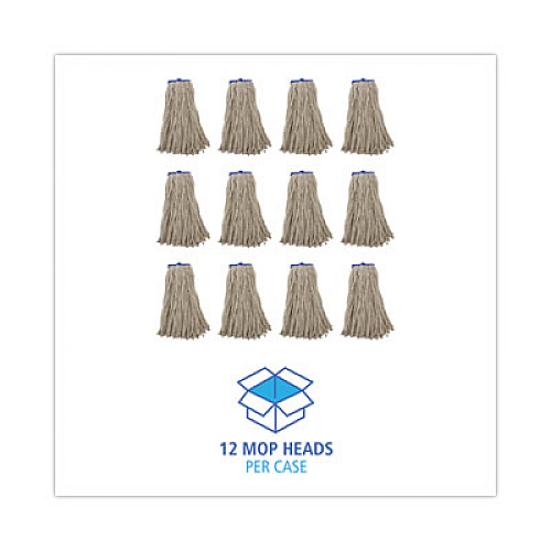 Boardwalk Cut-End Lie-Flat Wet Mop Head, Cotton, 16 oz, White, 12/Carton (716CCT)