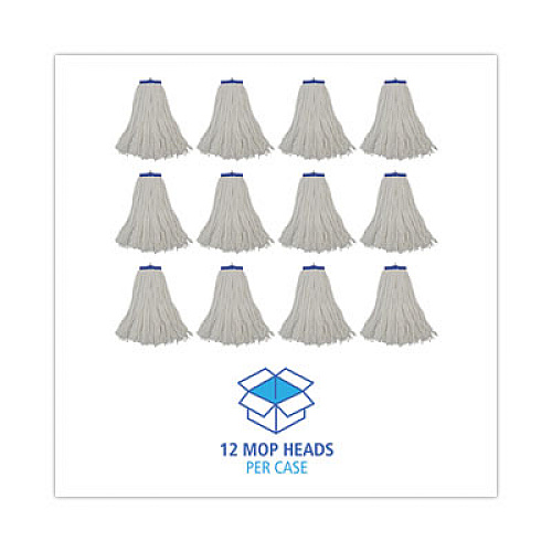 Boardwalk Cut-End Lie-Flat Wet Mop Head, Rayon, 16 oz, White, 12/Carton (716RCT)