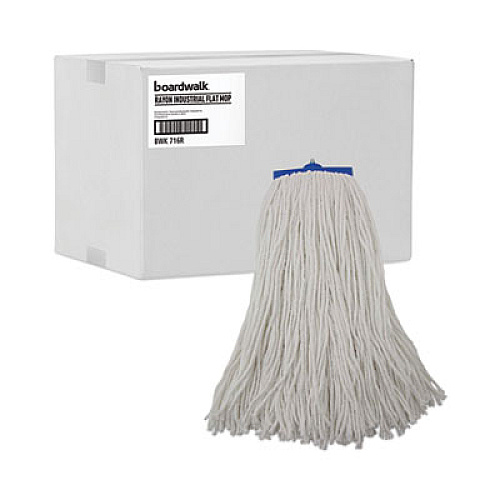 Boardwalk Cut-End Lie-Flat Wet Mop Head, Rayon, 16 oz, White, 12/Carton (716RCT)