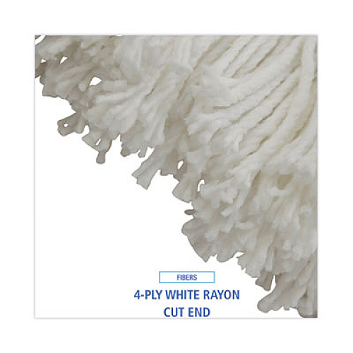 Boardwalk Cut-End Lie-Flat Wet Mop Head, Rayon, 16 oz, White (716REA)