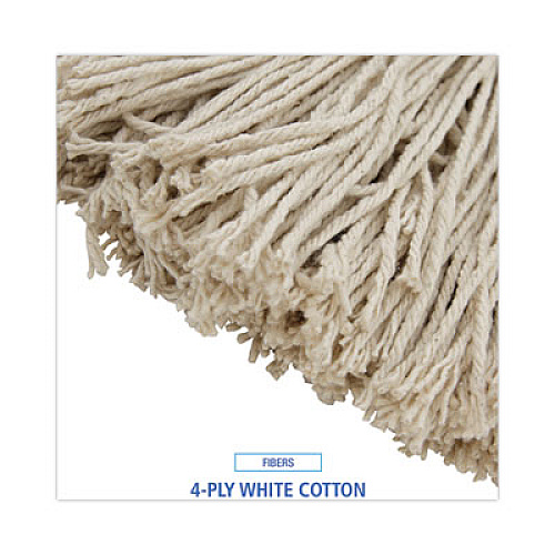 Boardwalk Mop Head, Economical Lie-Flat Head, Cotton Fiber, 20 oz, White, 12/Carton (720C)
