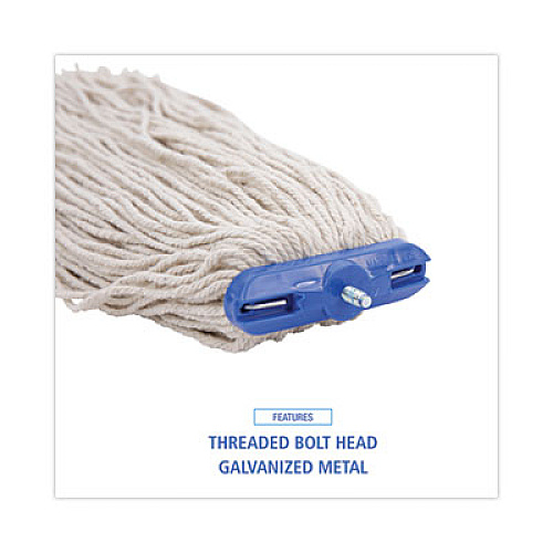 Boardwalk Mop Head, Economical Lie-Flat Head, Cotton Fiber, 20 oz, White, 12/Carton (720C)