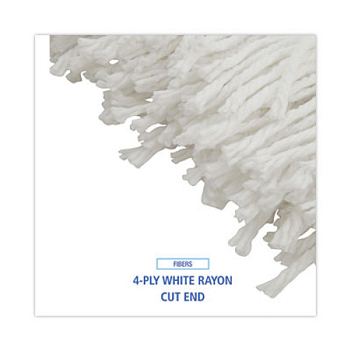Boardwalk Mop Head, Economical Lie-Flat Head, Rayon Fiber, 20 oz, White, 12/Carton (720R)