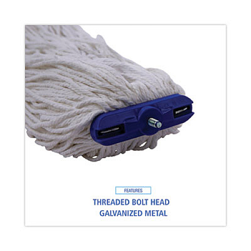 Boardwalk Mop Head, Economical Lie-Flat Head, Rayon Fiber, 20 oz, White, 12/Carton (720R)