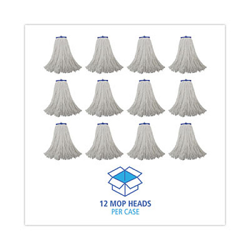 Boardwalk Mop Head, Economical Lie-Flat Head, Rayon Fiber, 20 oz, White, 12/Carton (720R)