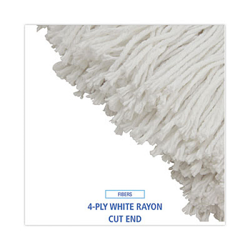 Boardwalk Cut-End Lie-Flat Wet Mop Head, Rayon, 24 oz, White, 12/Carton (724RCT)