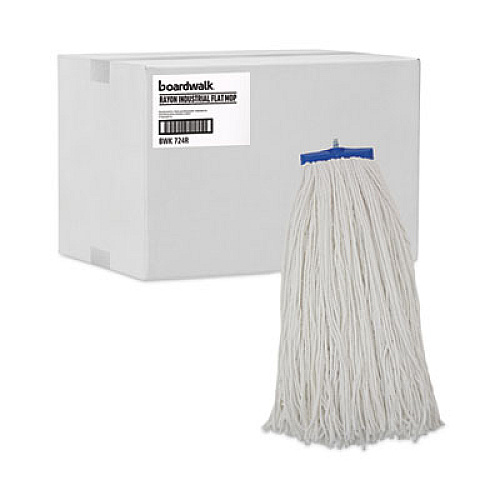 Boardwalk Cut-End Lie-Flat Wet Mop Head, Rayon, 24 oz, White, 12/Carton (724RCT)