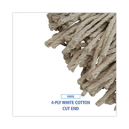 Boardwalk Mop Head, Economical Lie-Flat Head, Cotton Fiber, 32 oz, White, 12/Carton (732C)