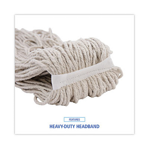 Boardwalk Mop Head, Economical Lie-Flat Head, Cotton Fiber, 32 oz, White, 12/Carton (732C)