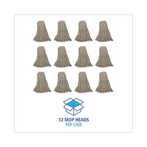 Boardwalk Mop Head, Economical Lie-Flat Head, Cotton Fiber, 32 oz, White, 12/Carton (732C)