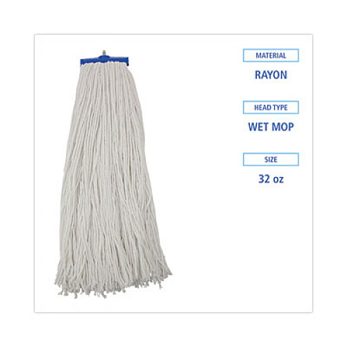 Boardwalk Mop Head, Economical Lie-Flat Head, Rayon Fiber, 32 oz, White, 12/Carton (732R)
