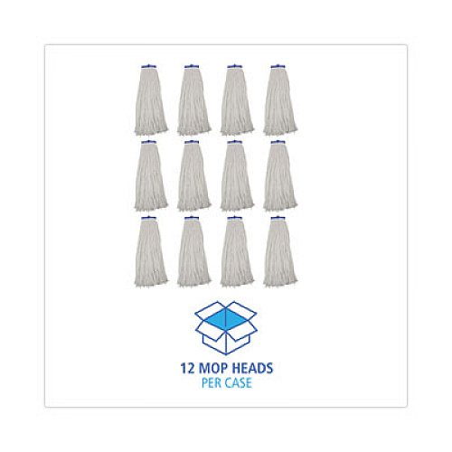 Boardwalk Mop Head, Economical Lie-Flat Head, Rayon Fiber, 32 oz, White, 12/Carton (732R)