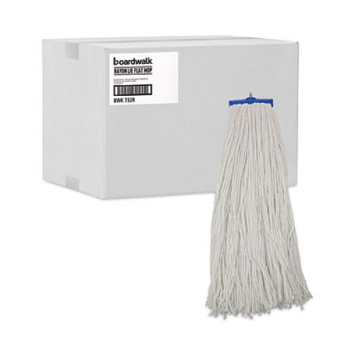 Boardwalk Mop Head, Economical Lie-Flat Head, Rayon Fiber, 32 oz, White, 12/Carton (732R)