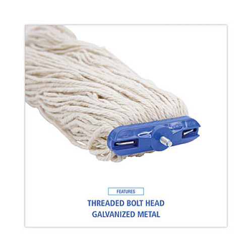 Boardwalk Mop Head, Lie-Flat Head, Cotton Fiber, 24 oz, White, 12/Carton (824C)