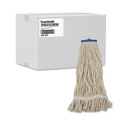 Boardwalk Mop Head, Lie-Flat Head, Cotton Fiber, 24 oz, White, 12/Carton (824C)