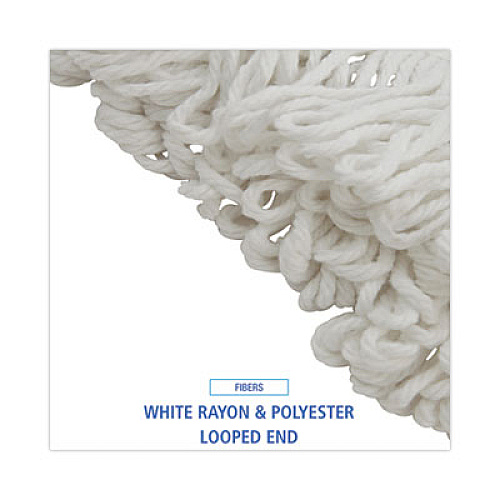 Boardwalk Mop Head, Lie-Flat Head, Rayon Fiber, 24 oz, White, 12/Carton (824R)