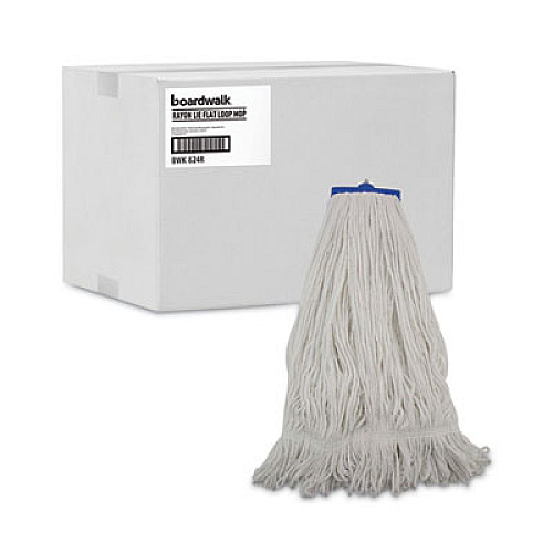 Boardwalk Mop Head, Lie-Flat Head, Rayon Fiber, 24 oz, White, 12/Carton (824R)