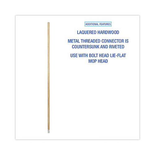 Boardwalk Lie-Flat Screw-In Mop Handle, 1.13" dia x 54", Natural (833)