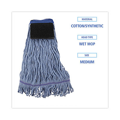 Boardwalk Mop Head, Loop-End, Cotton with Scrub Pad, Medium, 12/Carton (902BL)