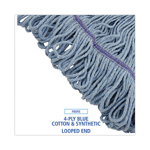 Boardwalk Mop Head, Loop-End, Cotton with Scrub Pad, Medium, 12/Carton (902BL)