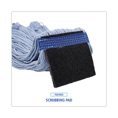 Boardwalk Mop Head, Loop-End, Cotton with Scrub Pad, Medium, 12/Carton (902BL)