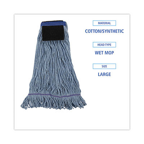 Boardwalk Mop Head, Loop-End, Cotton with Scrub Pad, Large, 12/Carton (903BL)